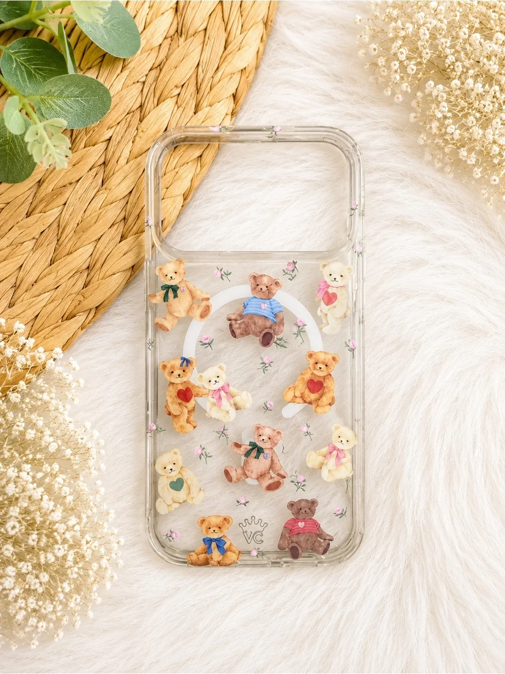 Clear Teddy Bear Phone Case Velvet Caviar 17 Pro Max